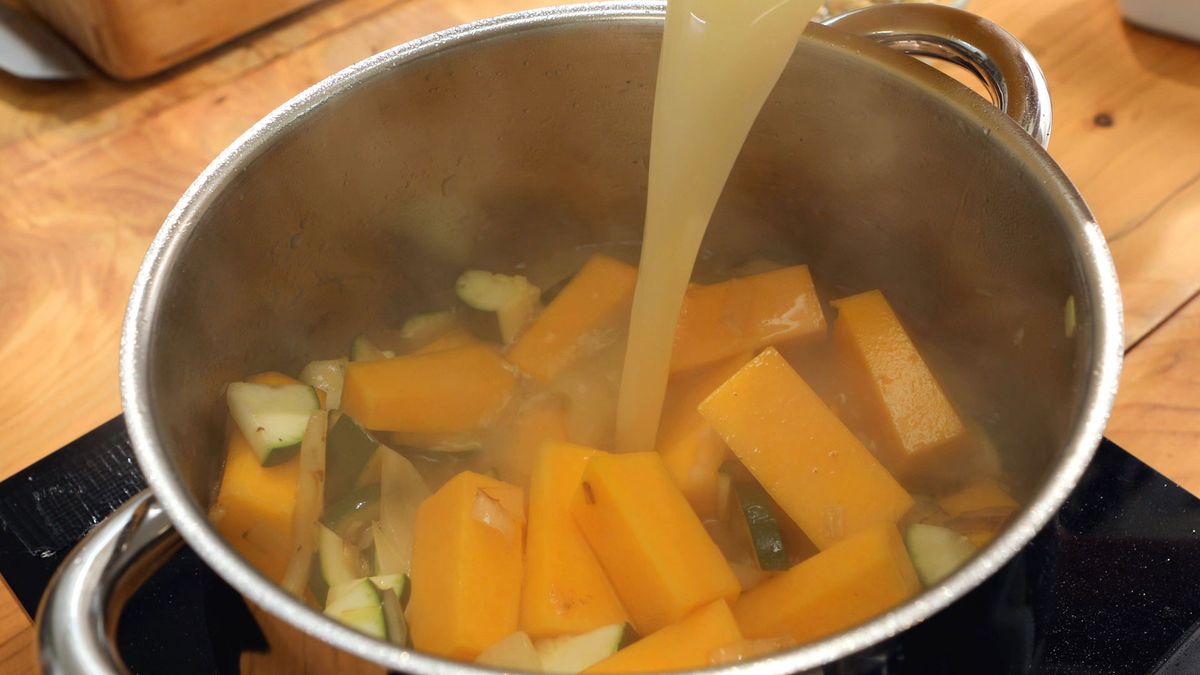 Crema de calabaza, calabacín y puerro   Paso 3