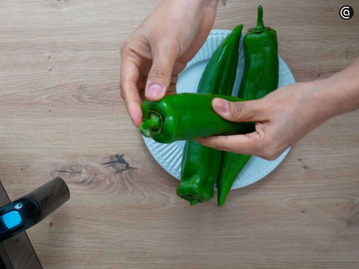 pimientos fritos en freidora de aire receta paso1