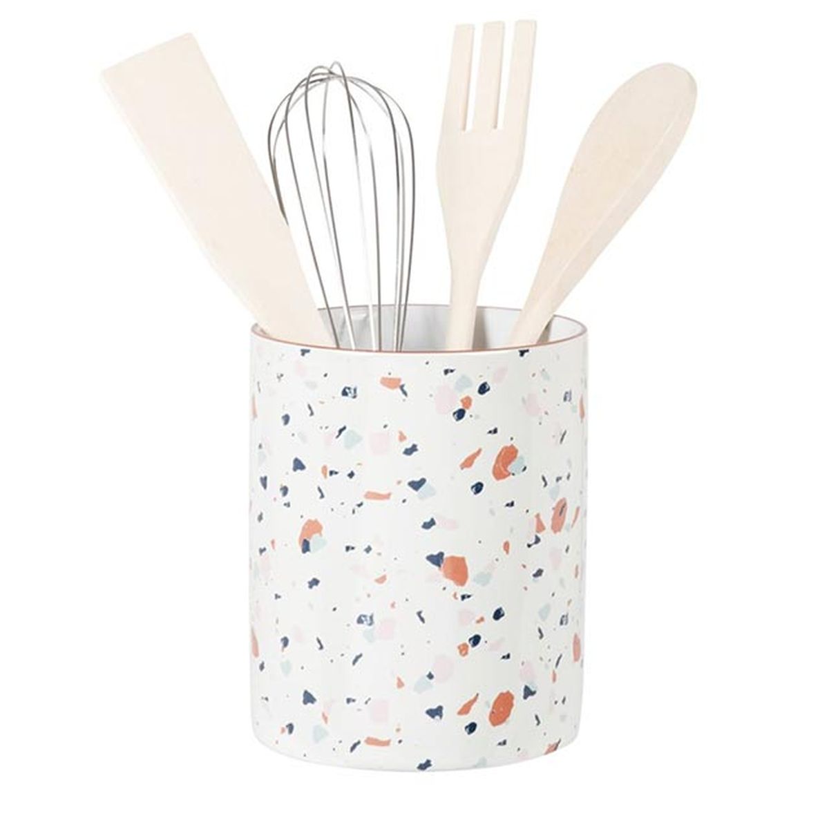 recipiente con utensilios de gres con motivos decorativos de terrazo multicolor maisons du monde