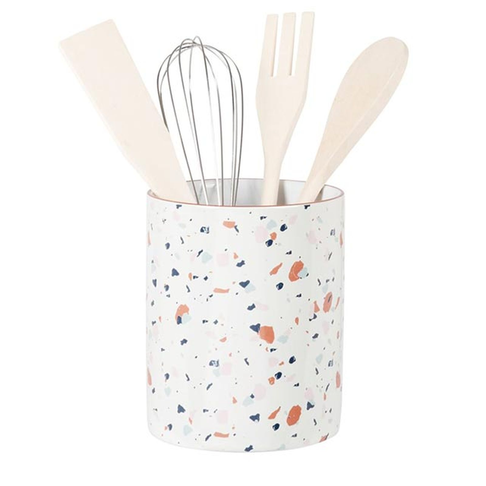 recipiente con utensilios de gres con motivos decorativos de terrazo multicolor maisons du monde