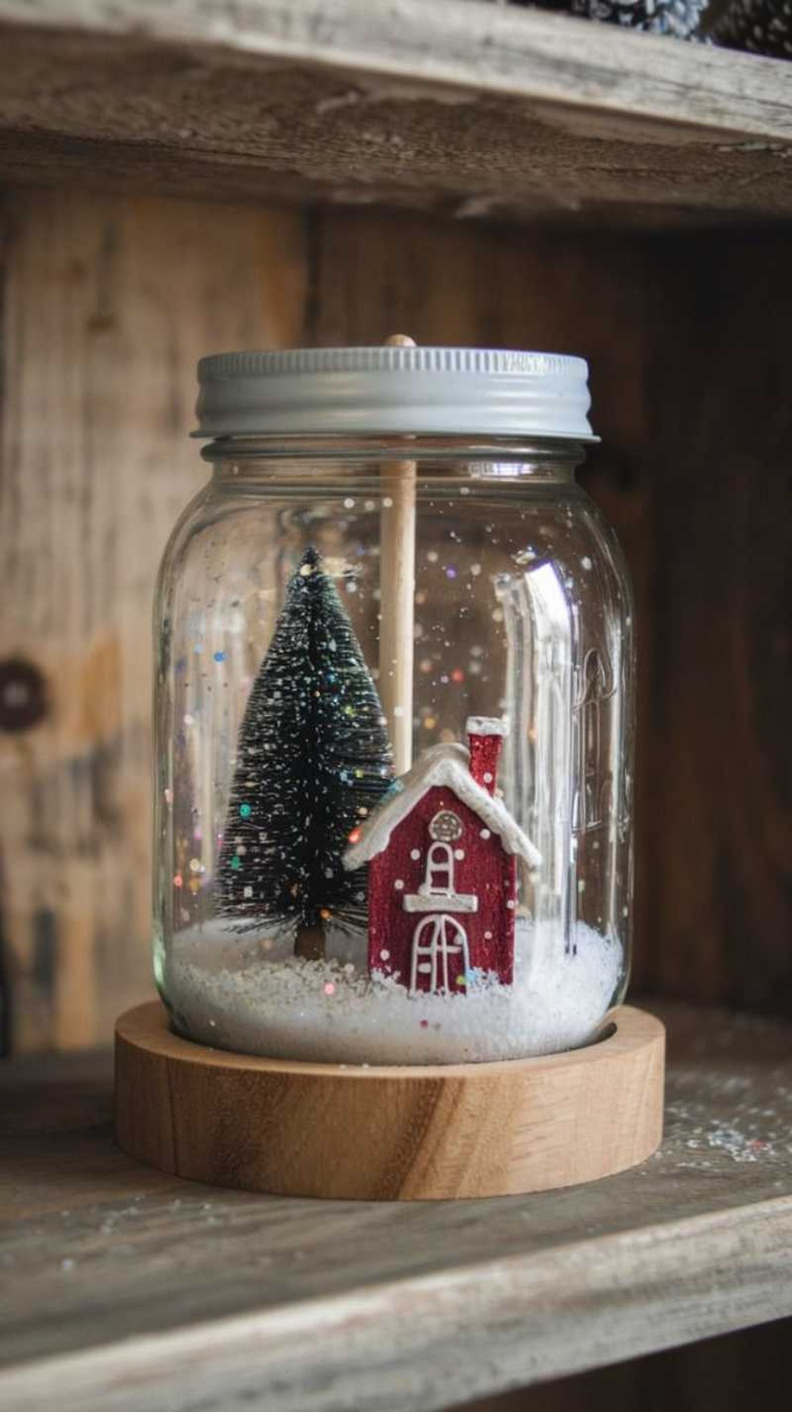 Frasco de Navidad con escenario navideño. Frasco de Navidad con escenario navideño.