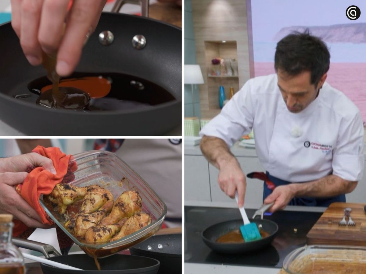 Mezcla bien los ingredientes de la salsa y cocina suavemente hasta que liguen