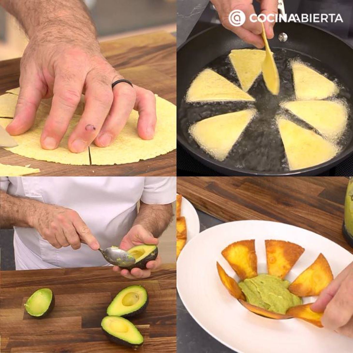 totopos con crema de guacamole receta rapida