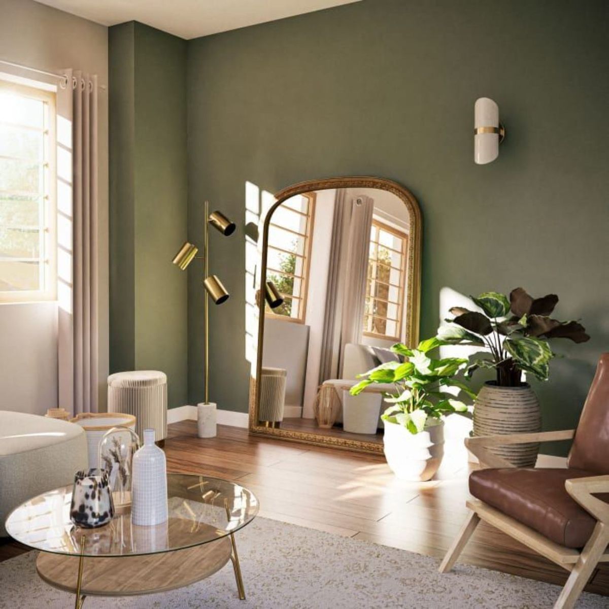 Espejo rectangular grande con molduras doradas