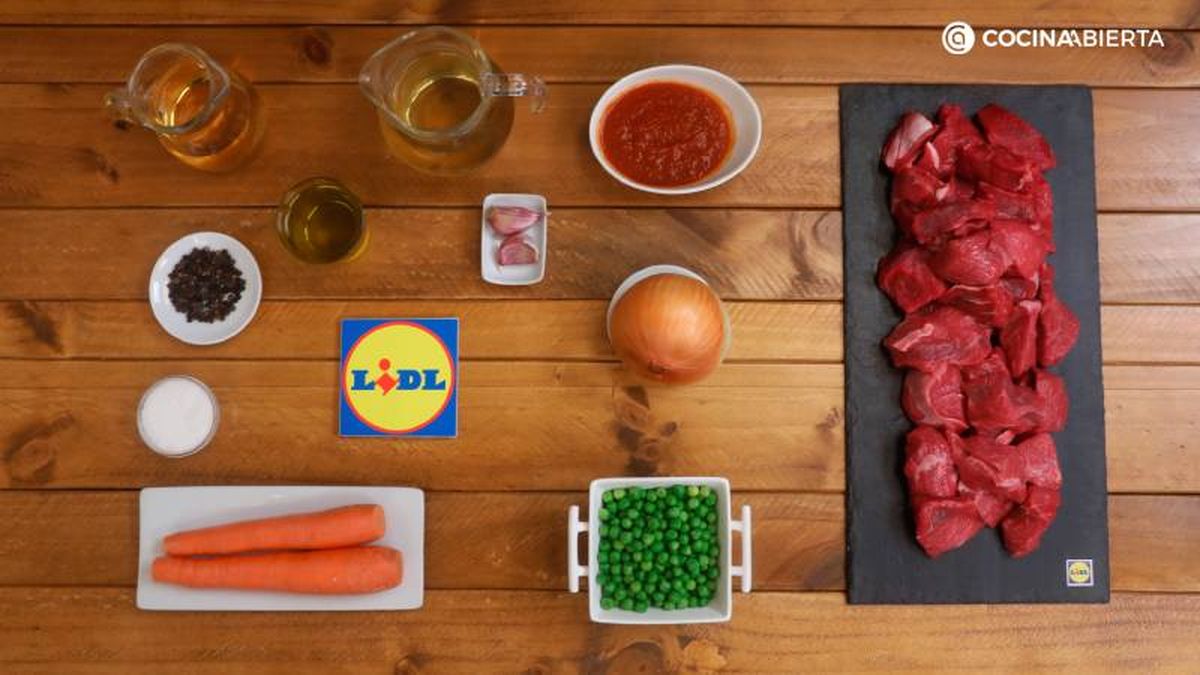 Ingredientes de la receta de estofado a la jardinera