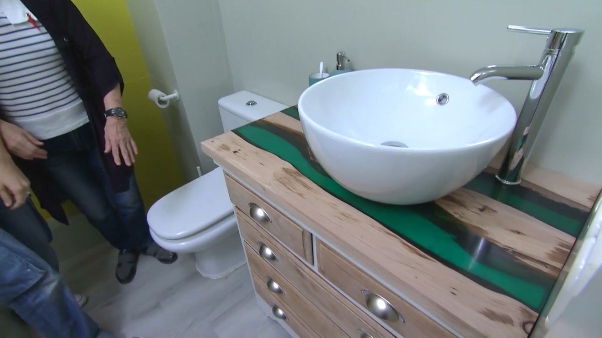 encimera de resina azul turquesa paso 5