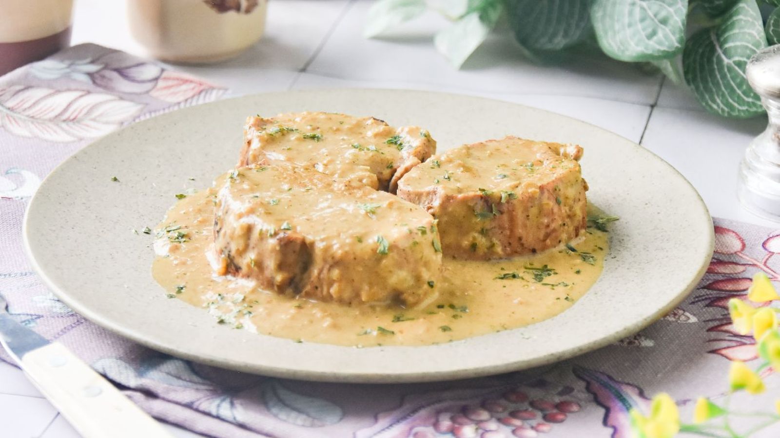 Solomillo de cerdo a la mostaza