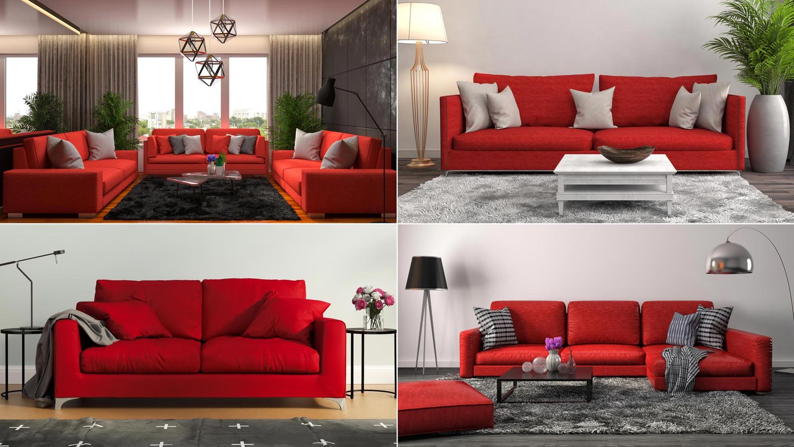 Combinar sofá de color rojo