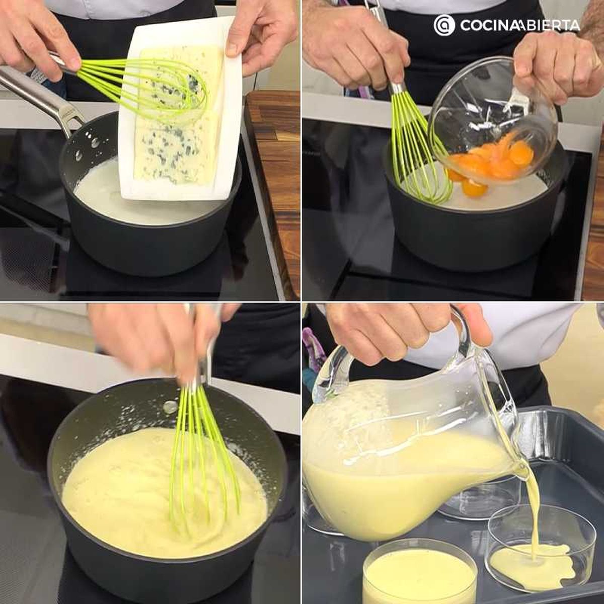 Pasos para preparar créme brûlée de roquefort