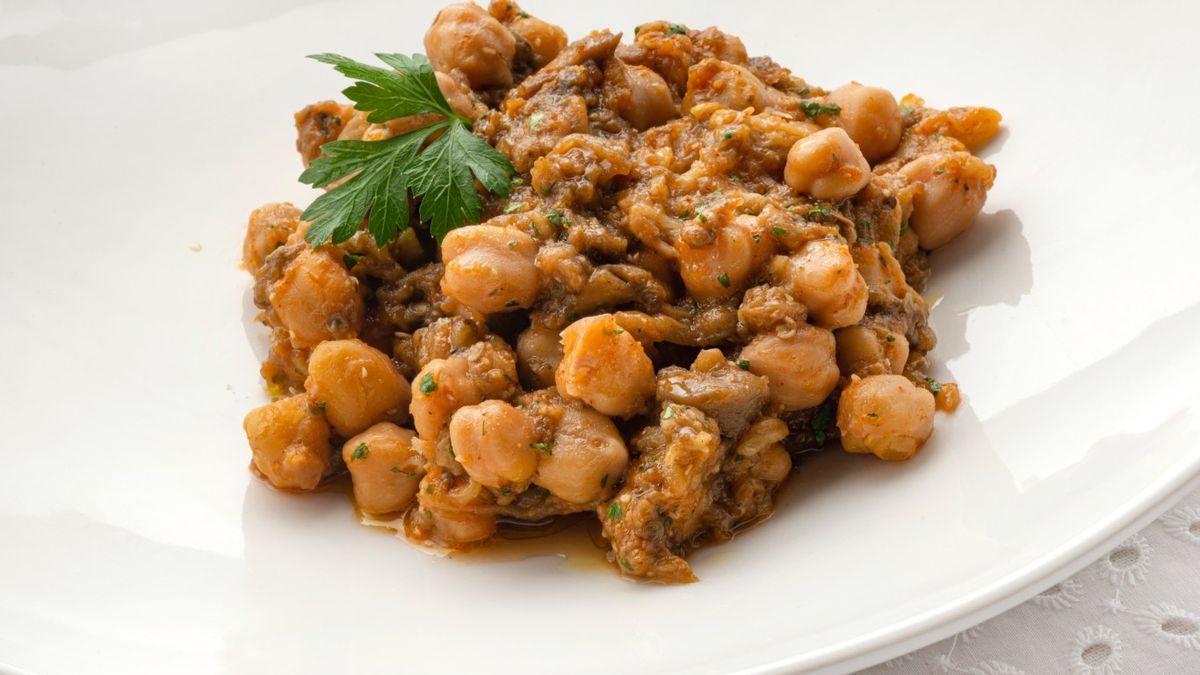 Garbanzos con berenjenas