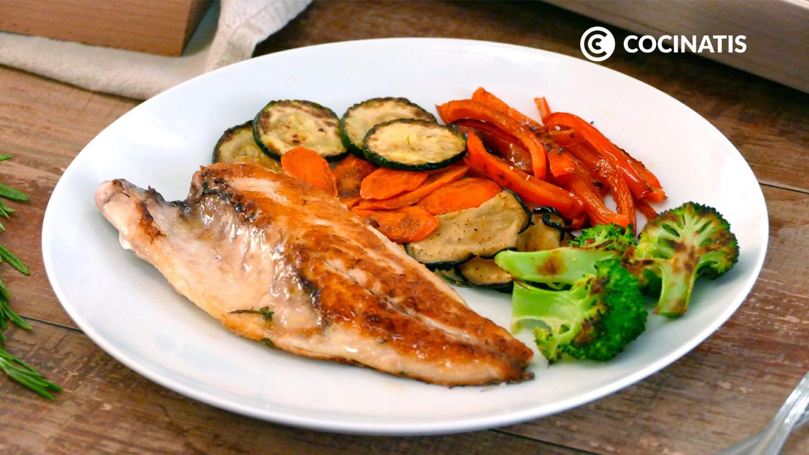 Lubina a la plancha con verduras
