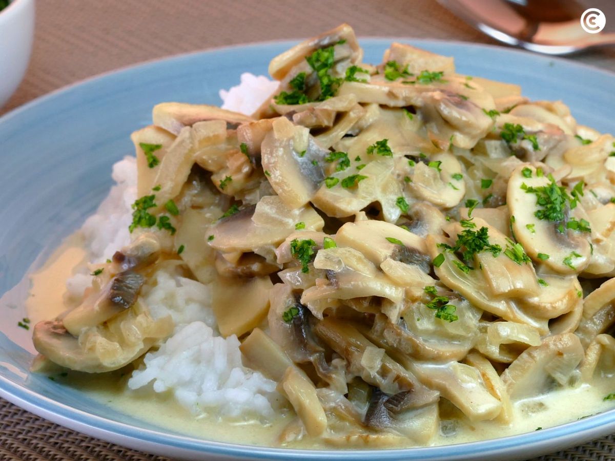Receta de champiñones Strogonoff