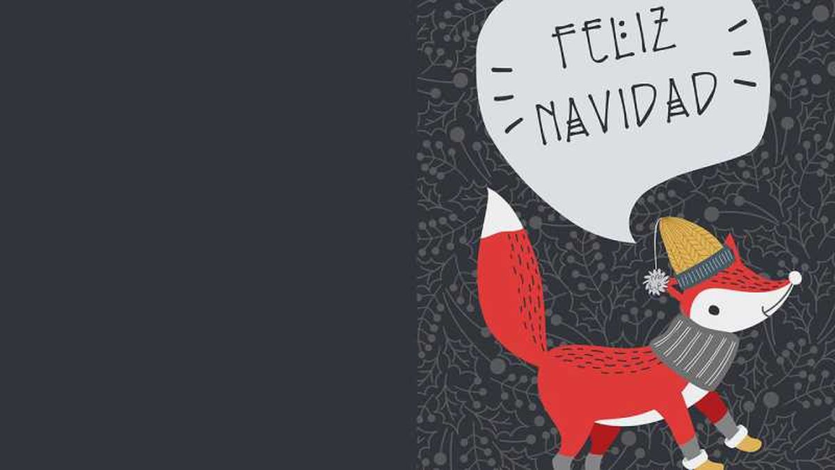 Postal de zorro navideño.