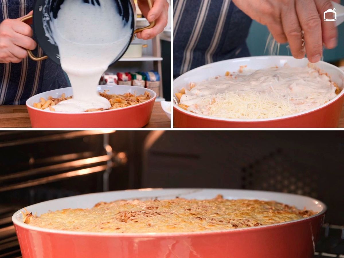 Preparar los macarrones con bechamel para gratinar en el horno