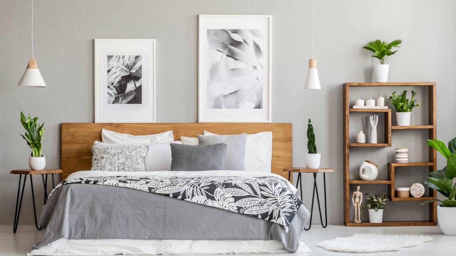 dormitorio gris paletas pared