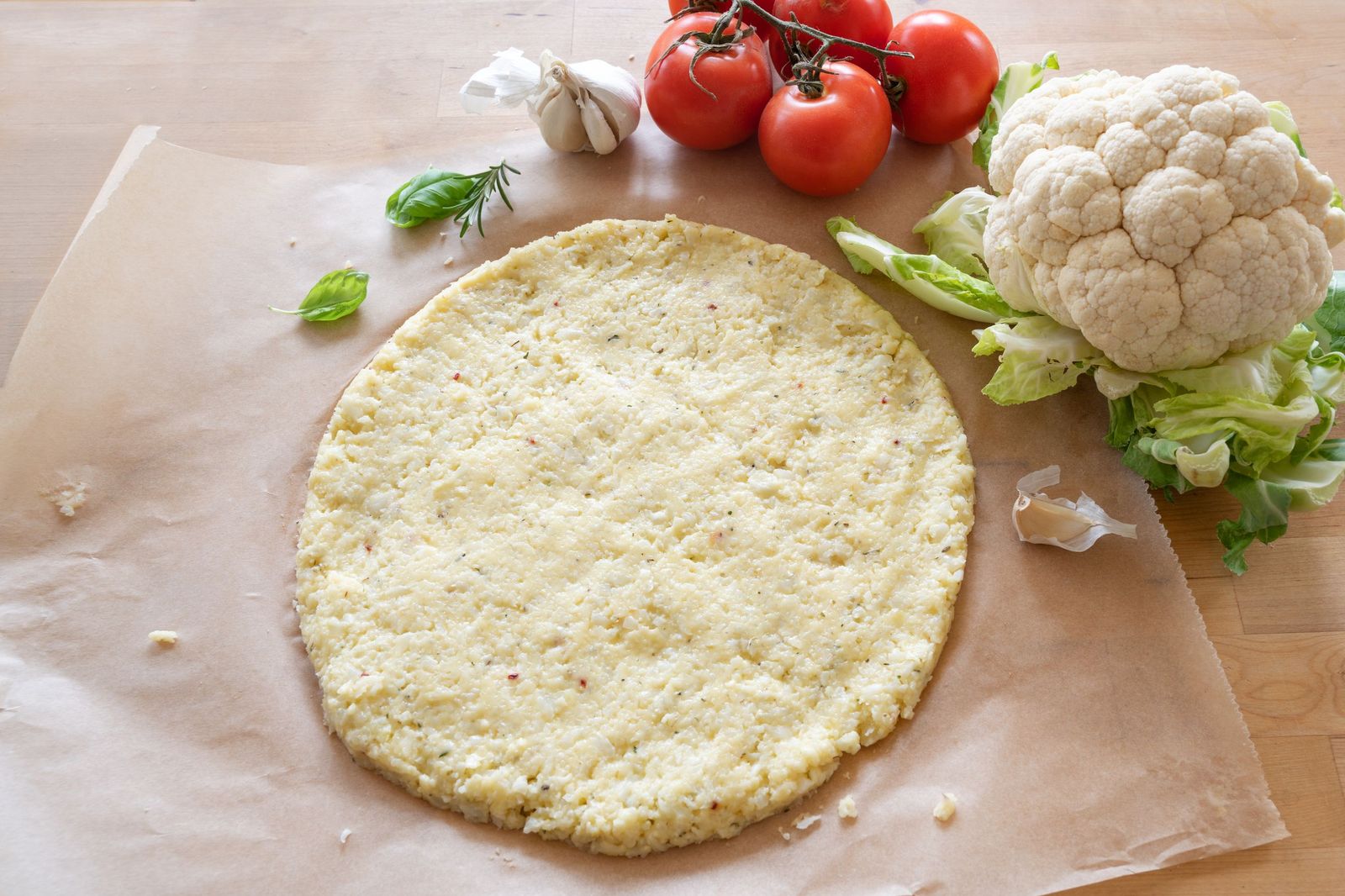 Masa de pizza de coliflor