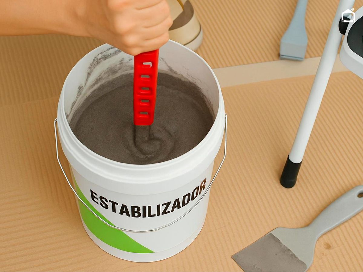 Preparar el estabilizador para quitar el gotelé al temple.