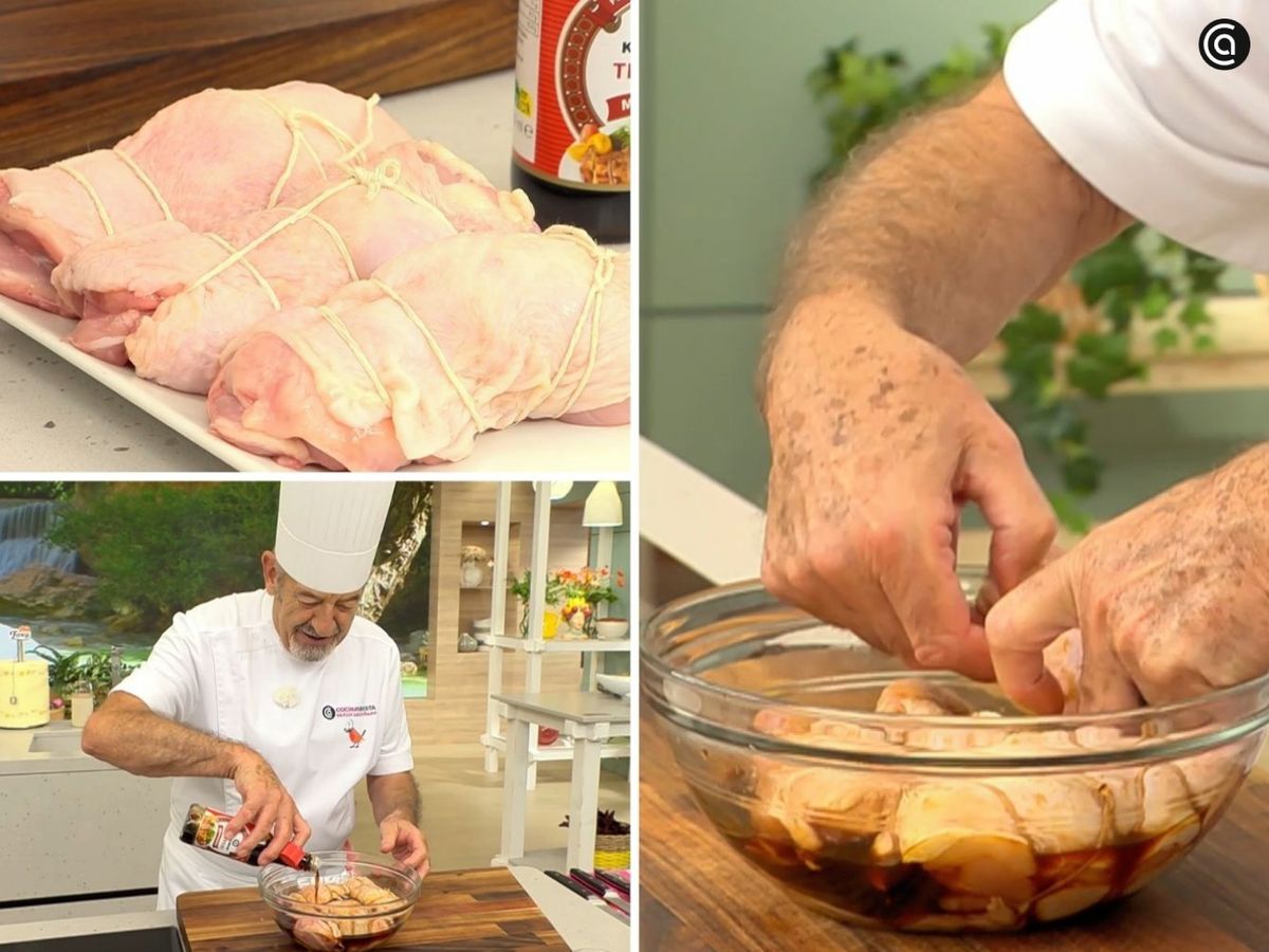 Brida los muslos de pollo y déjalos marinar en salsa teriyaki