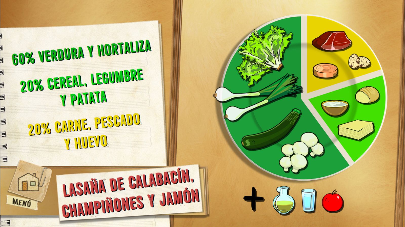 6093 1 Lasaña de calabacin, champiñones y jamon plato