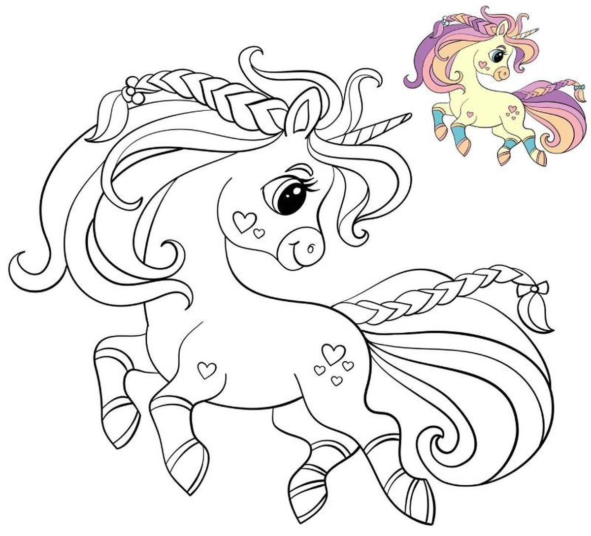 Unicornio para colorear, modelo 2.