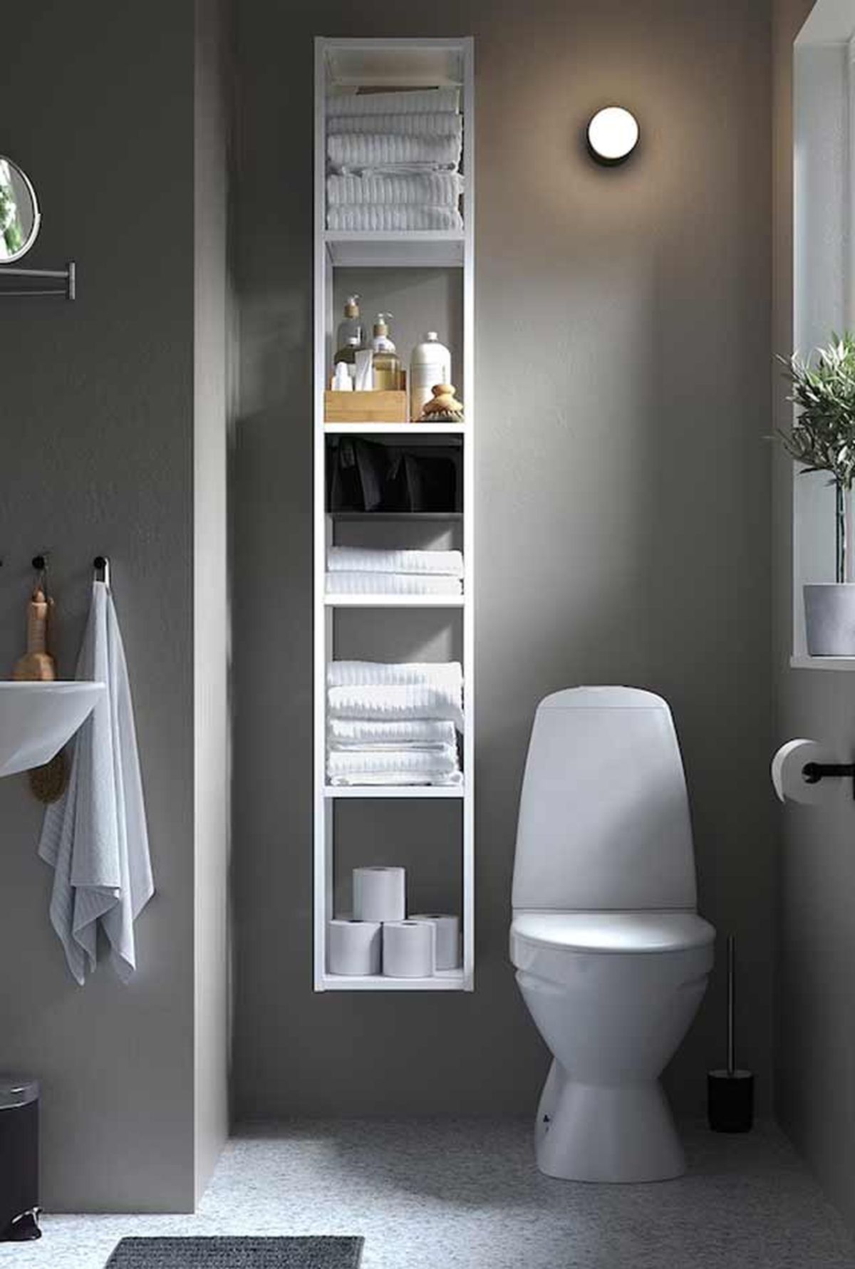 como organizar bano pequeno con muebles altos ikea