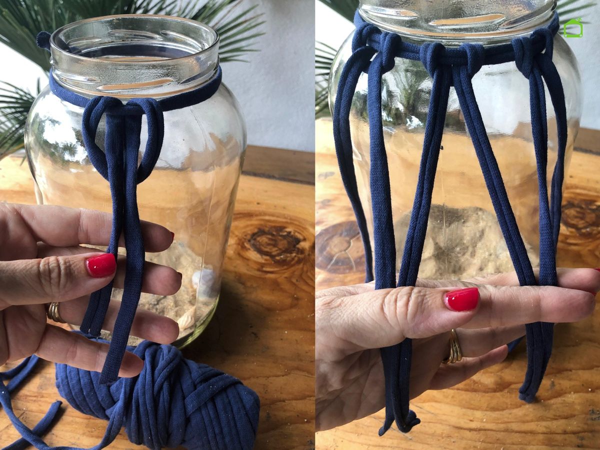 Crea una red con trapillo al rededor del bote