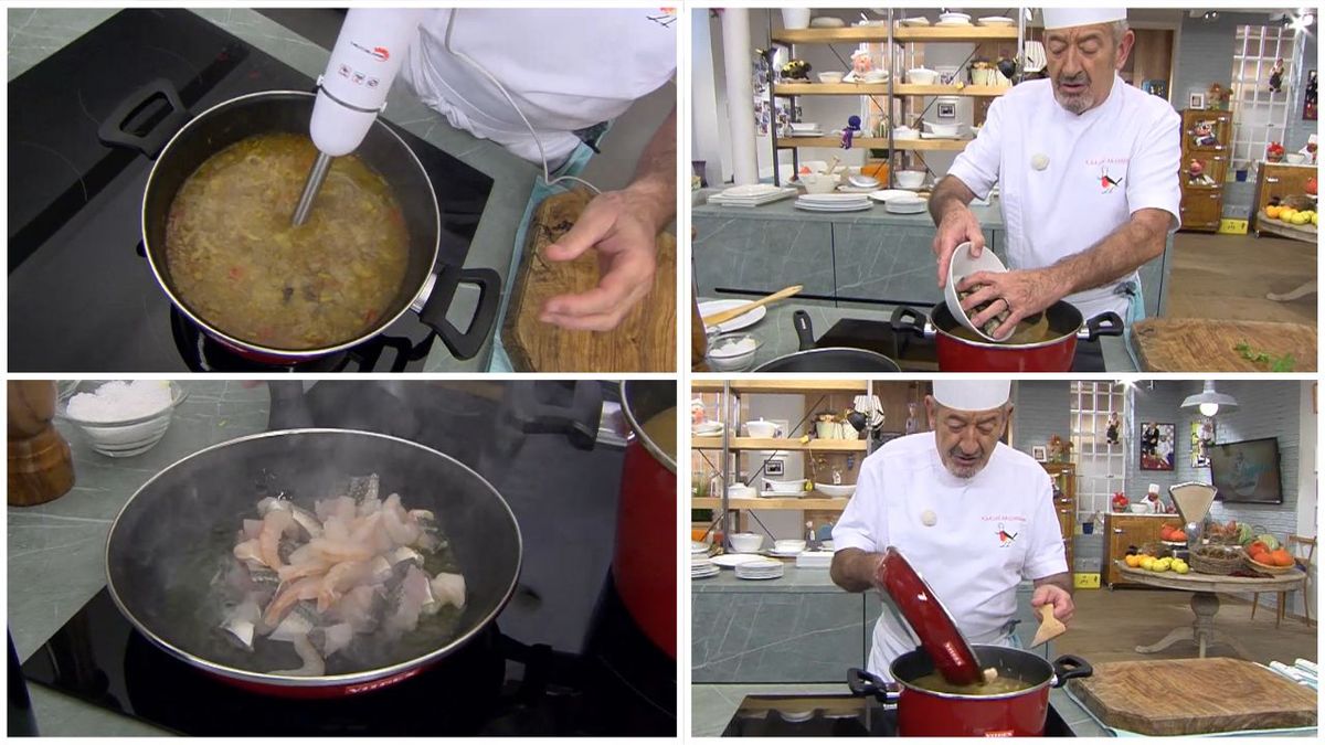 Karlos Arguiñano da los últimos pasos para elaborar sopa de marisco