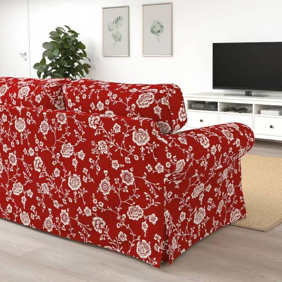 sofa ektorp 2 plazas rojo blanco