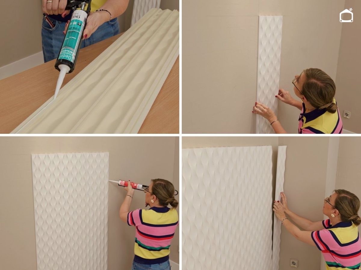 Pega los paneles sobre la pared