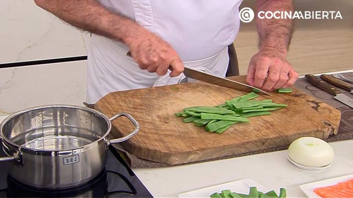 pastel de judias verdes con salmon receta karlos arguinano karl67870321 paso1