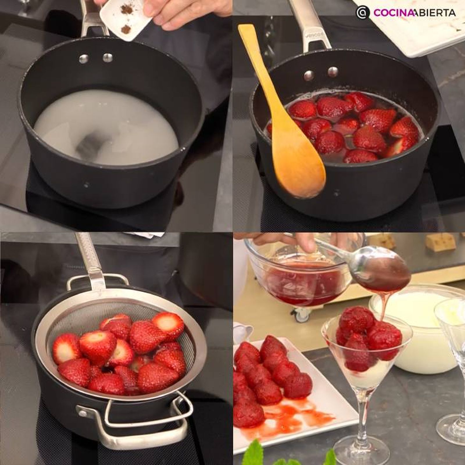 Paso a paso para hacer fresas en almíbar con helado Paso a paso para hacer fresas en almíbar con helado