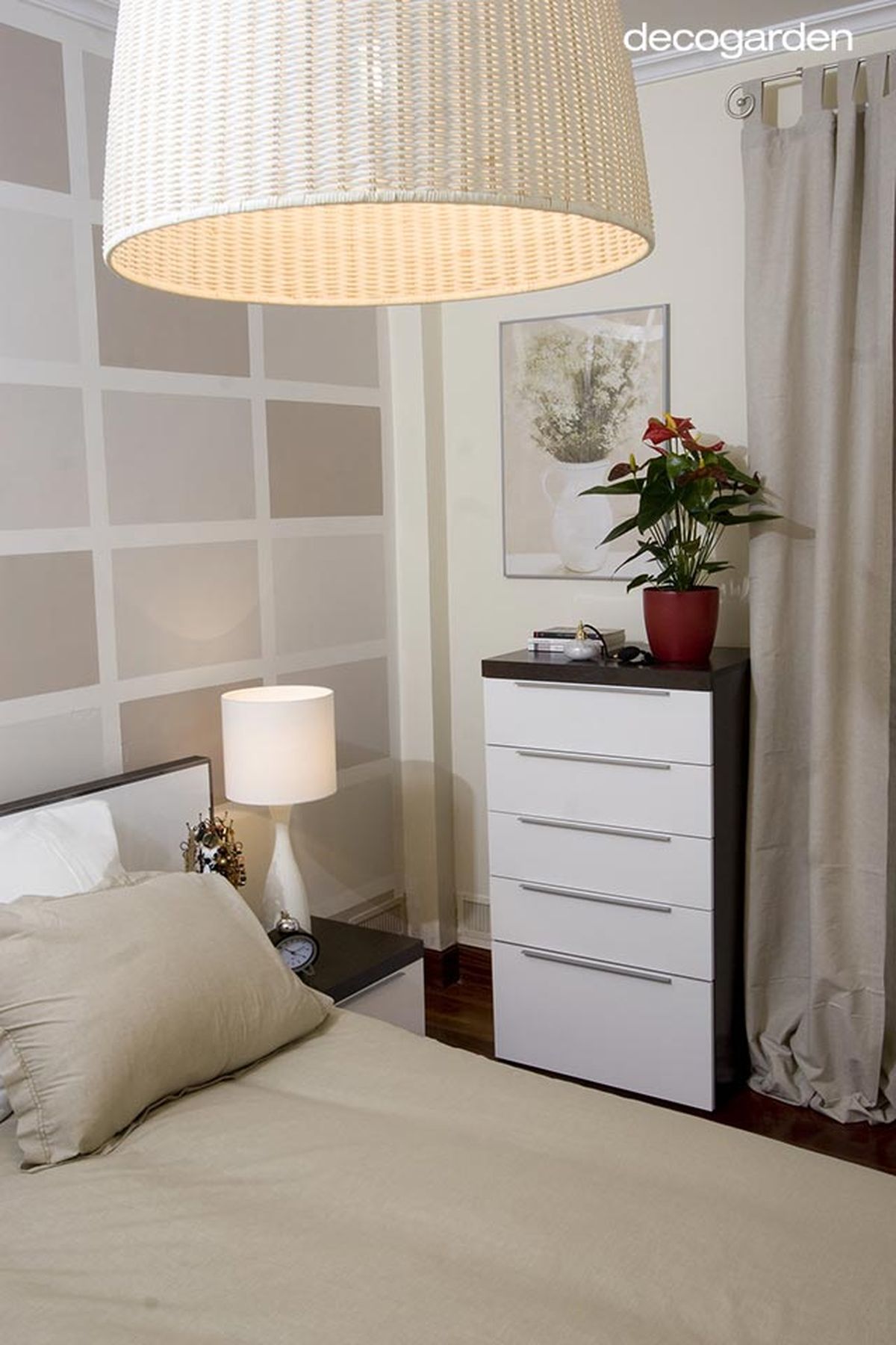 deco293 pared geometrica dormitorio beige 1