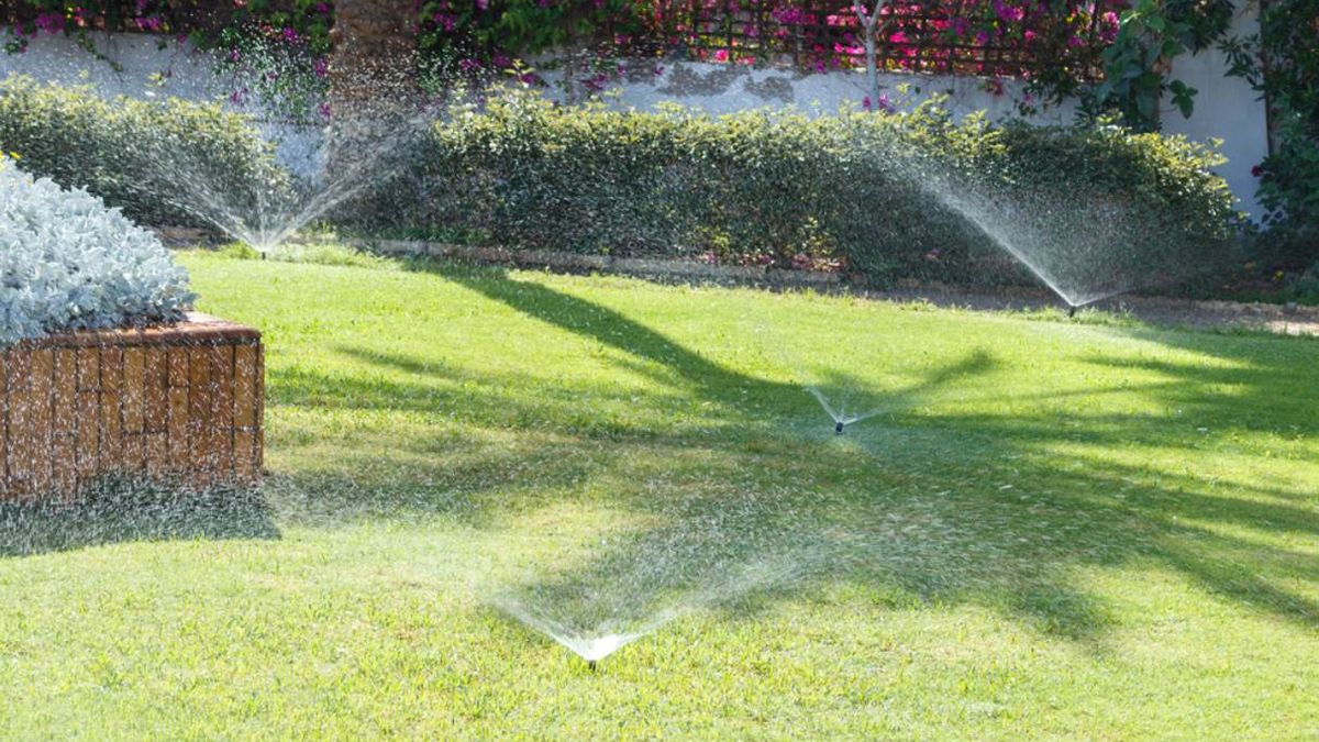 Regar el césped
