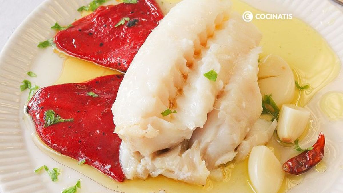 Bacalao confitado con pimientos