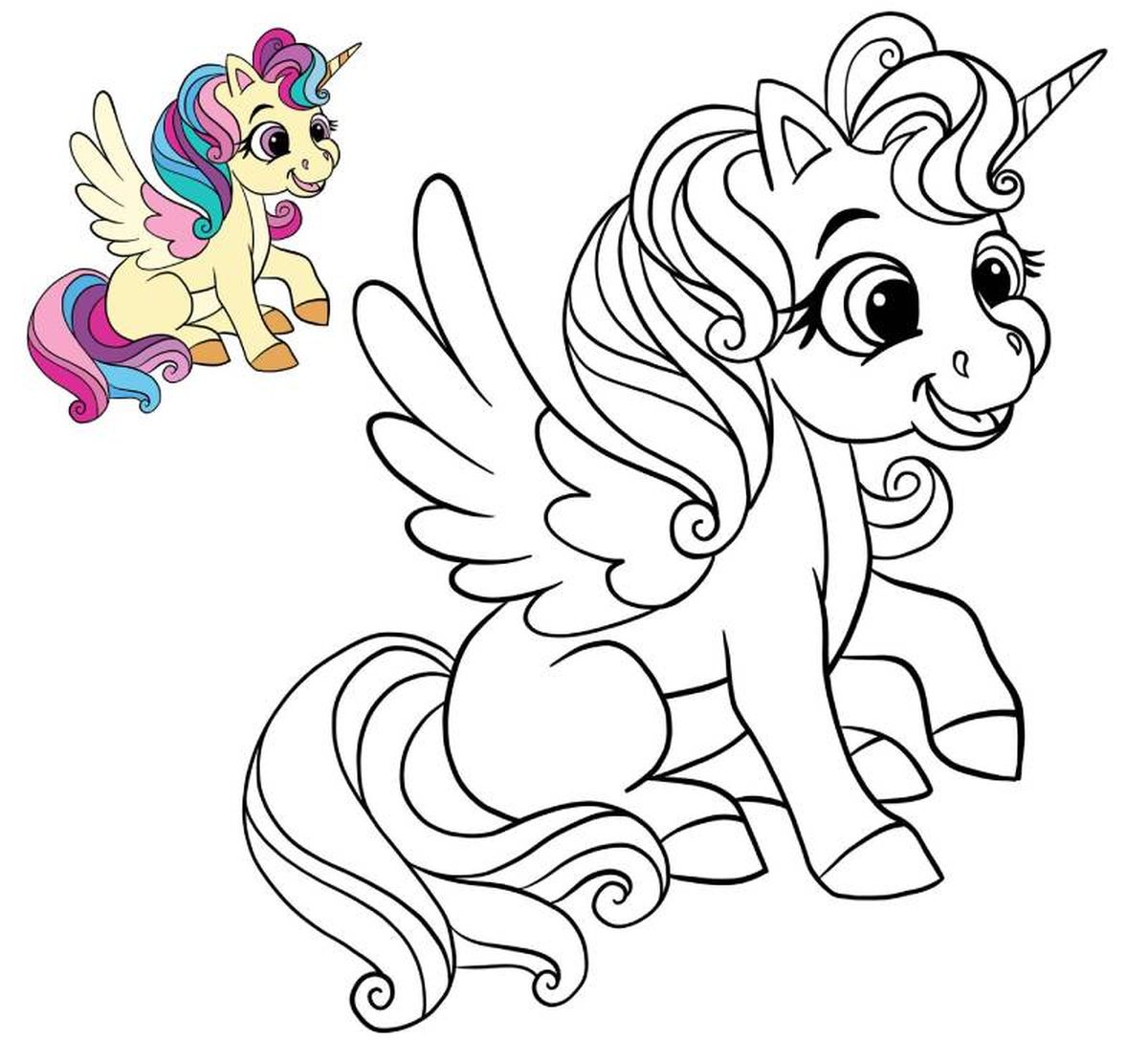 Unicornio para colorear, modelo 1.