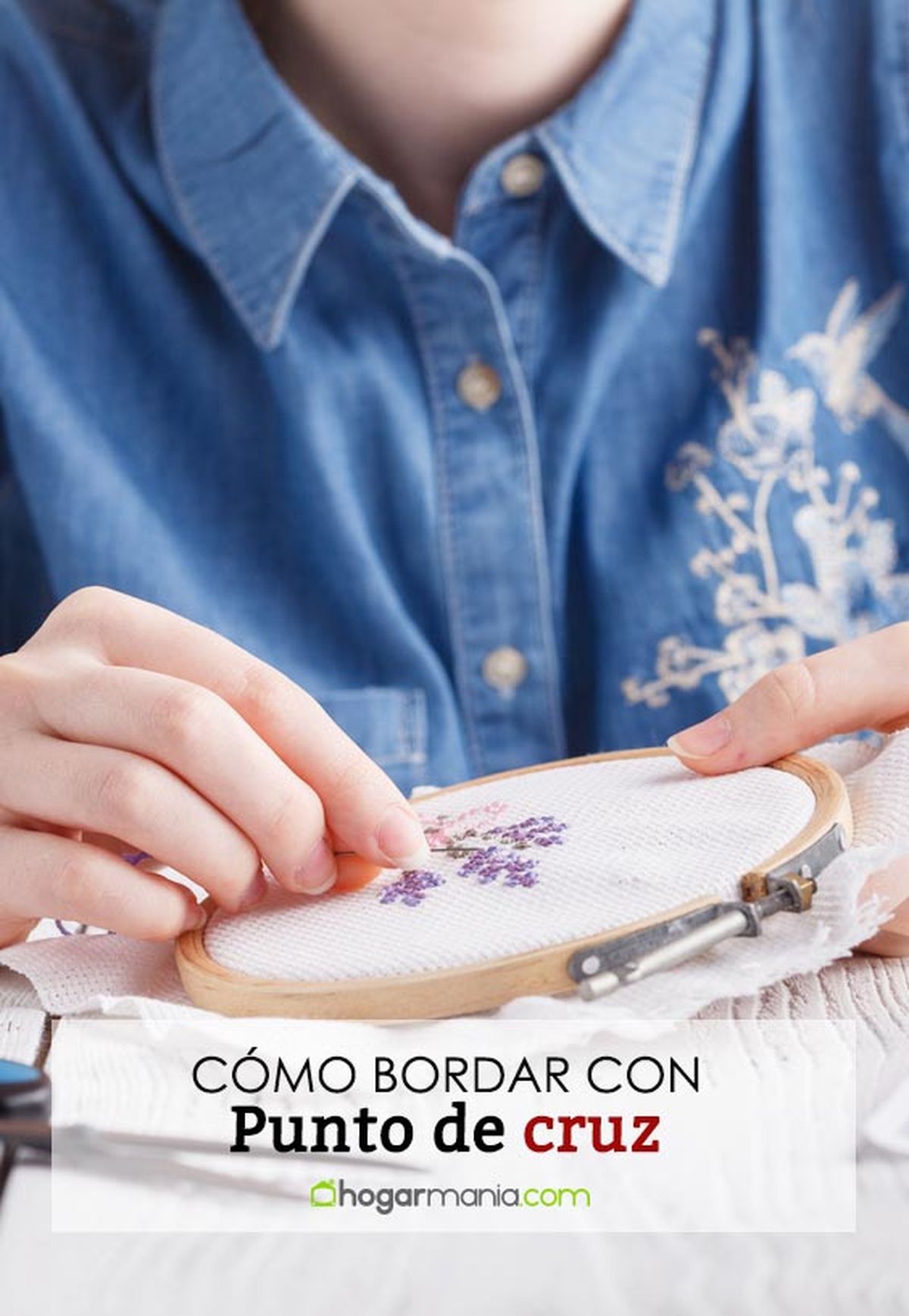 como bordar con punto de cruz pin