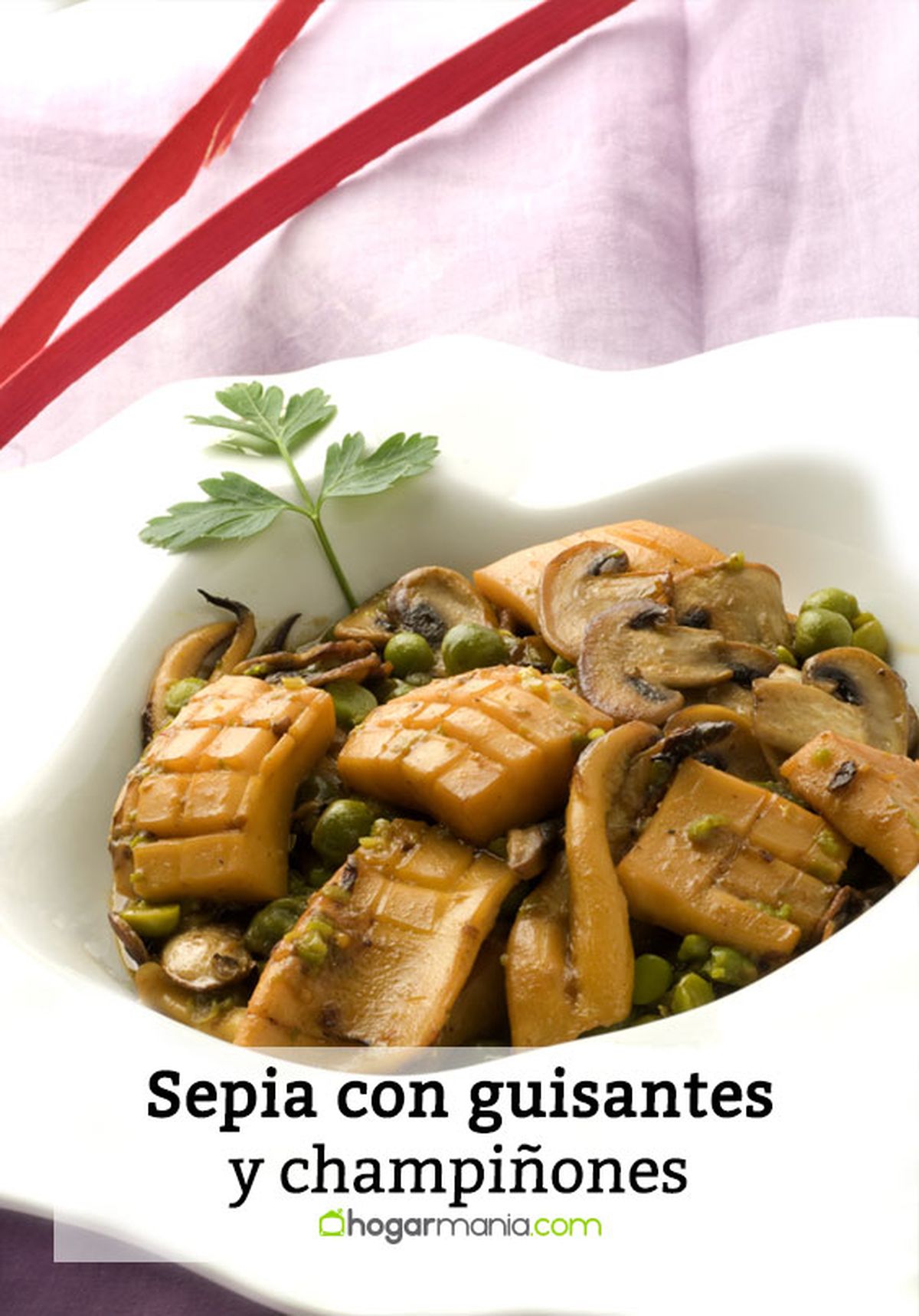 sepia guisantes champinones pin