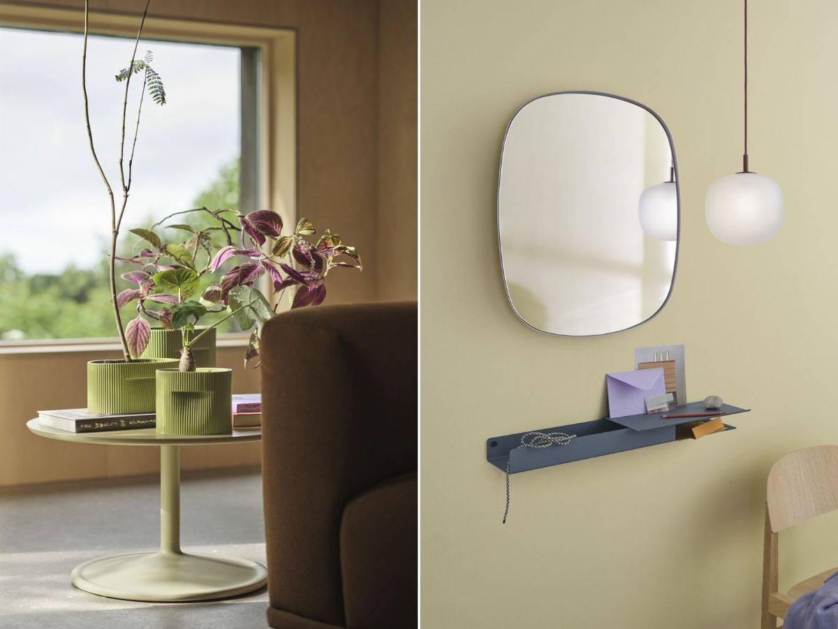 De izq. a drcha. :  Ridge Planter  Y Framed Mirror de Muuto. / Fotos: Muuto