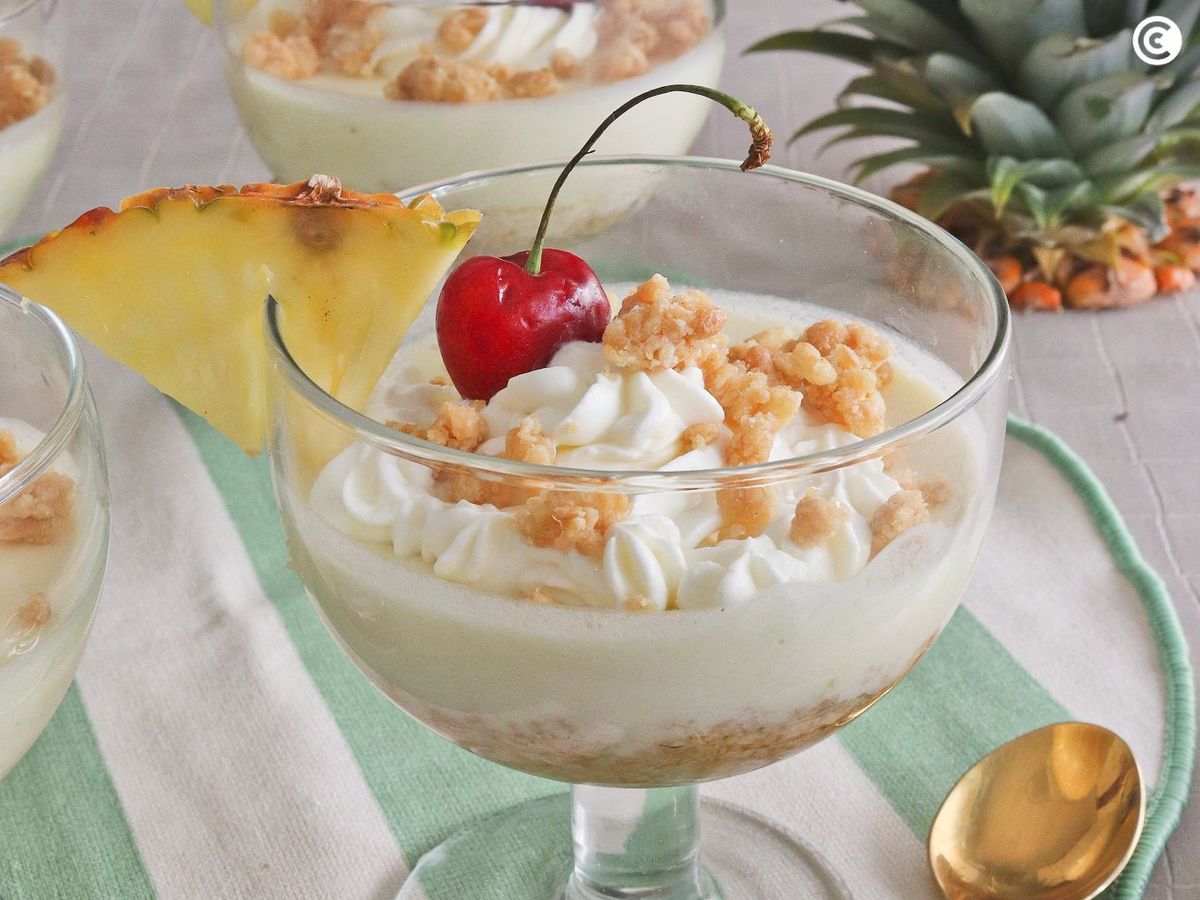 Decorar el mousse de piña cremoso