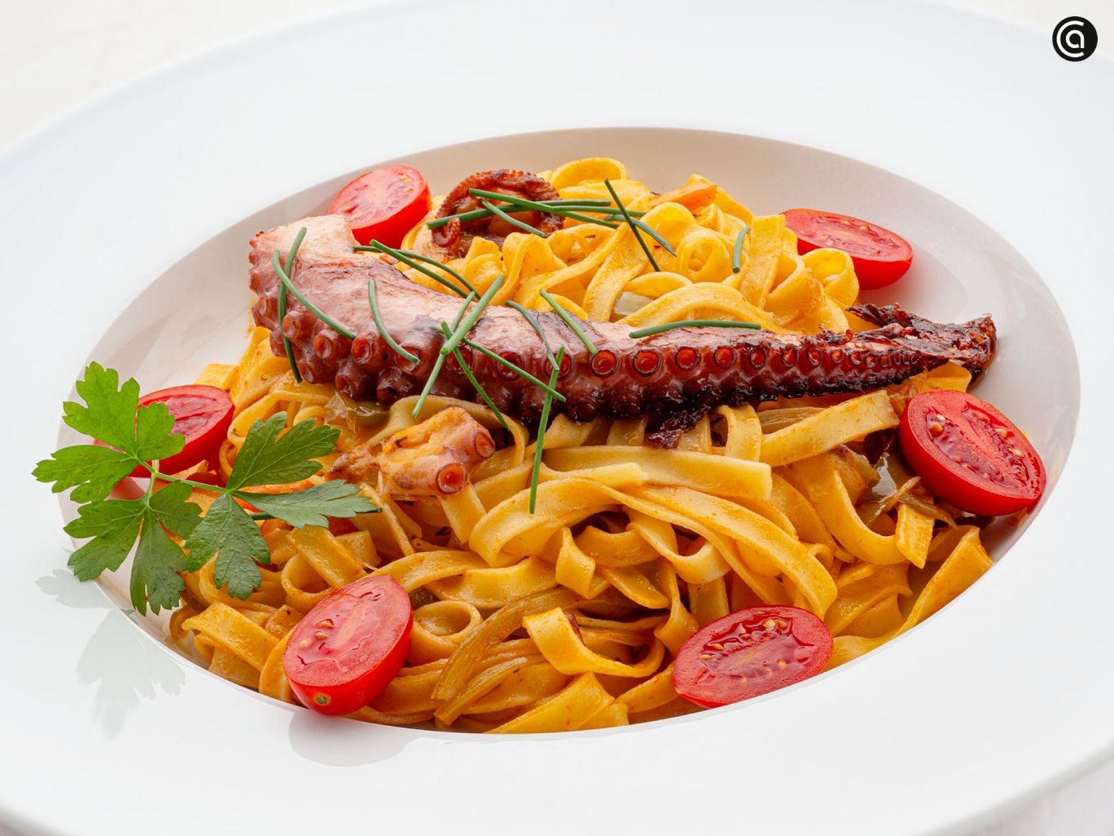 Tallarines con pulpo