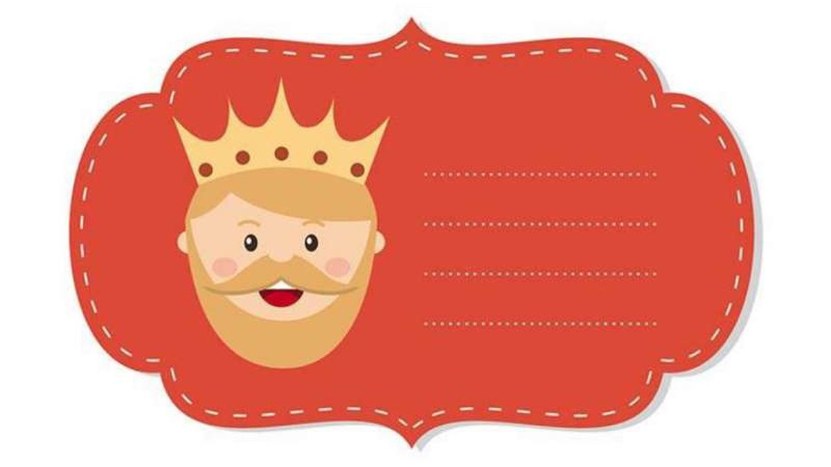 Etiqueta roja del Rey Gaspar para personalizar los regalos de Reyes.