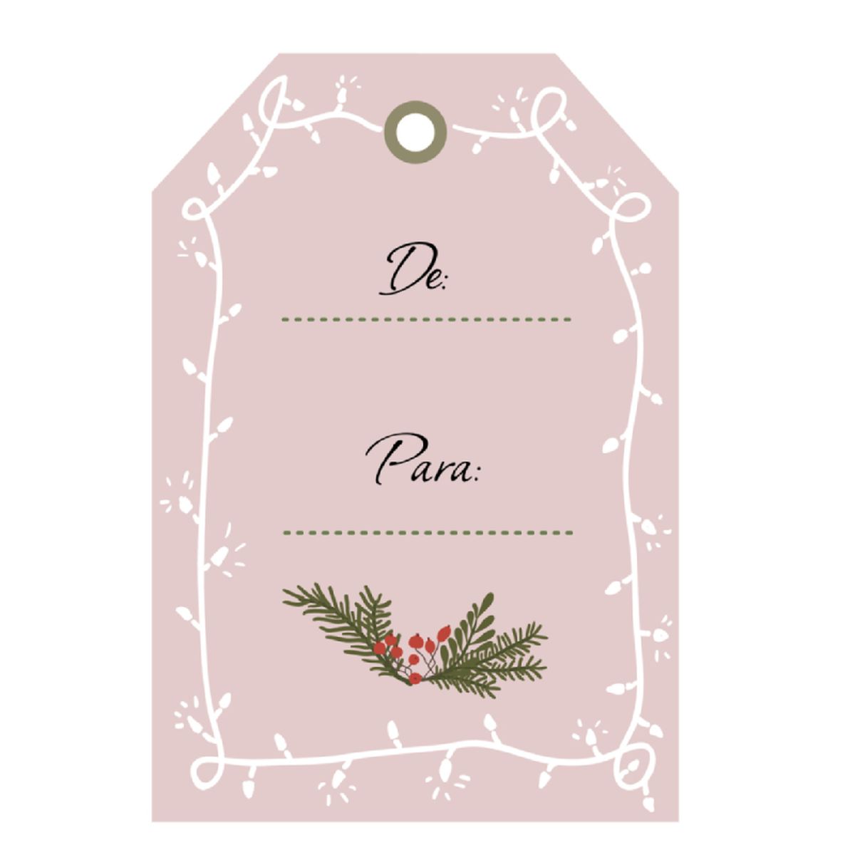 Etiqueta navideña rosa para poner el nombre.