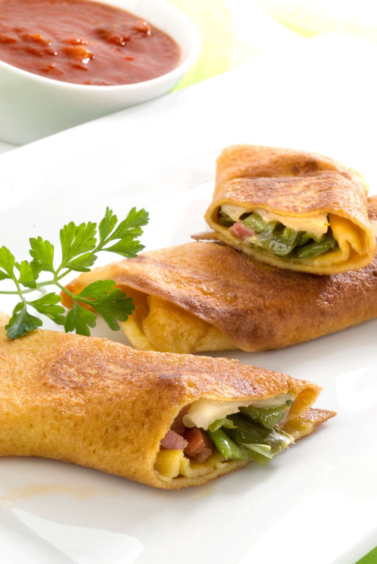 Crepes de pimiento verde con queso