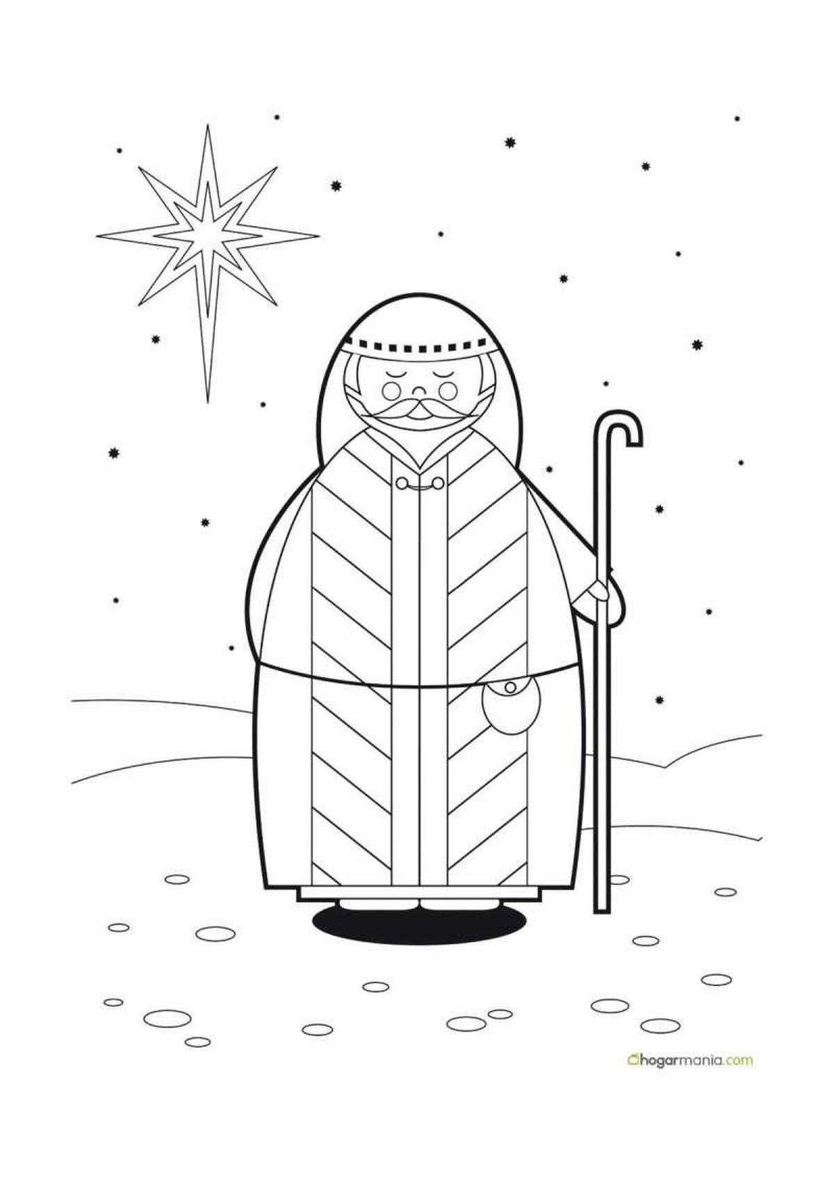 Dibujo del Rey Mago Baltasar para colorear.