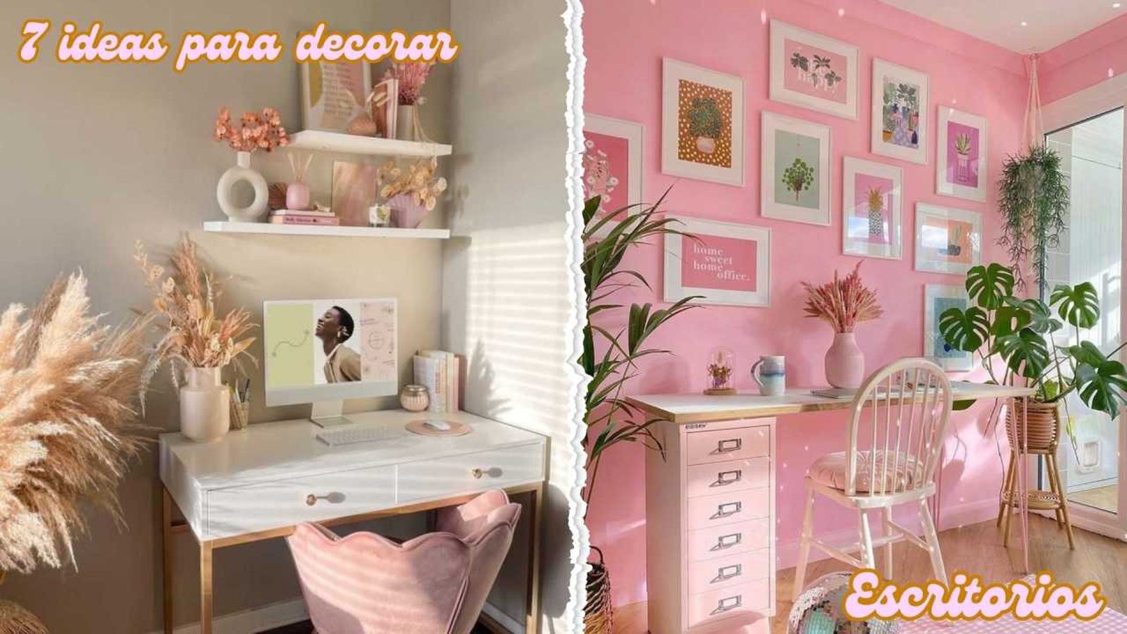 Ideas originales de decoración de escritorio. / Fotos: Pinterest Noirluxe y Pinterest Aizitel Nishimura Takarai