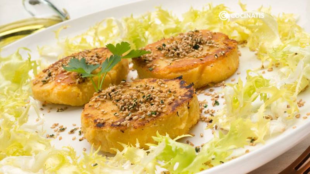 Hamburguesa de garbanzos y polenta