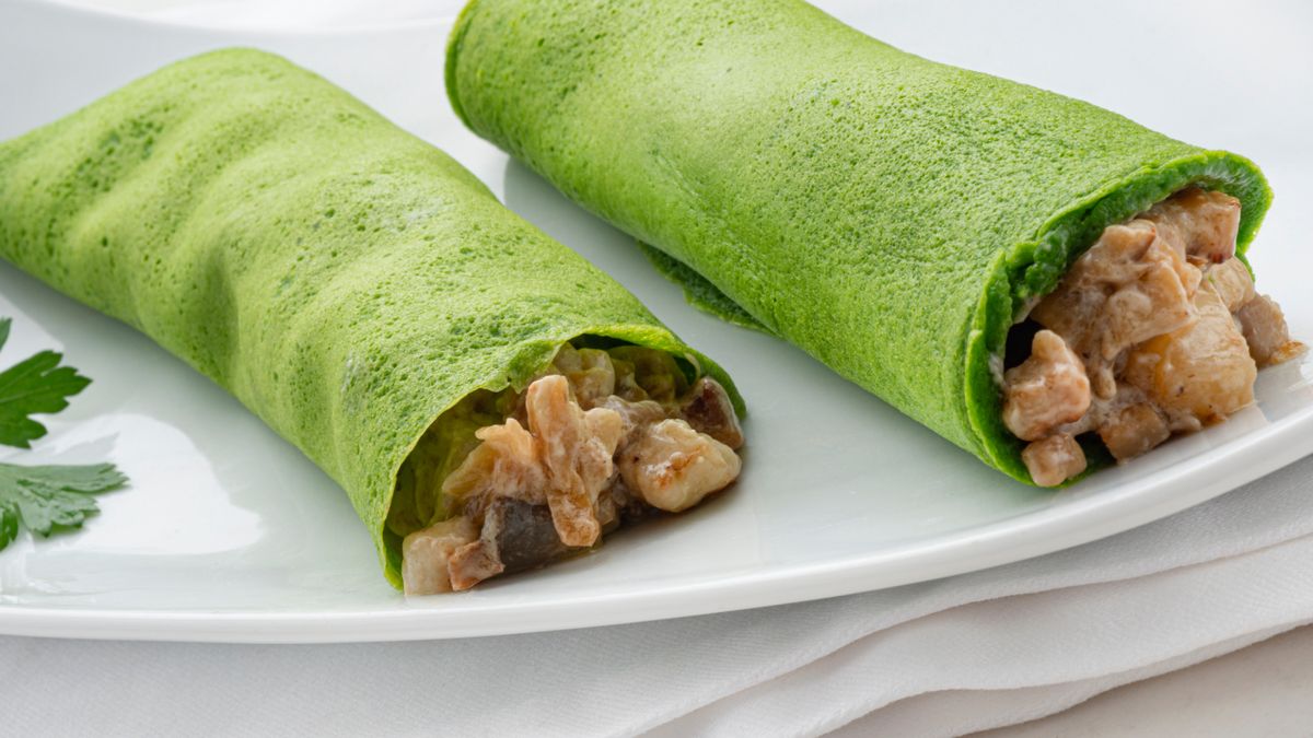 Crepes de espinacas con champiñones y panceta de Karlos Arguiñano