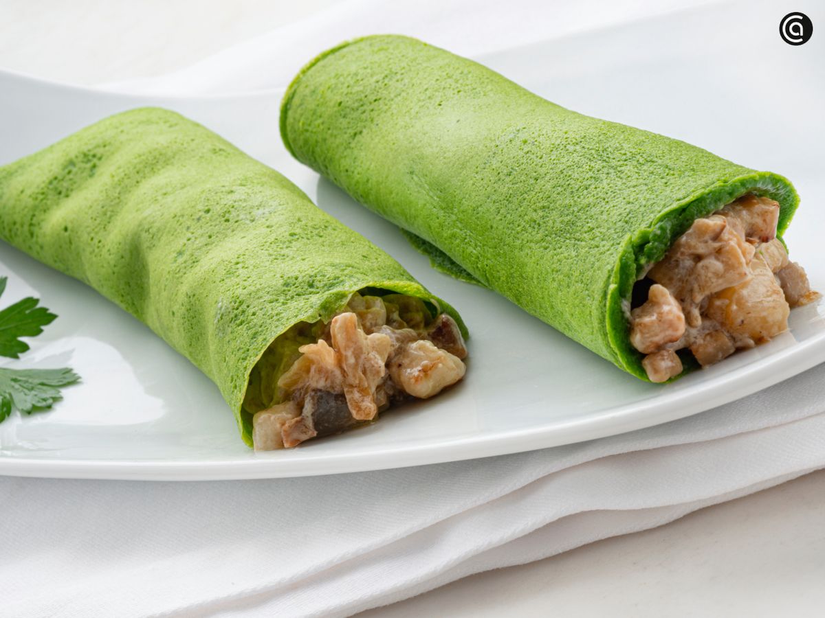Crepes de espinacas con champiñones y panceta de Karlos Arguiñano