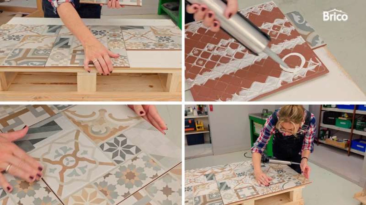 Pegar las baldosas a la encimera de la mesa