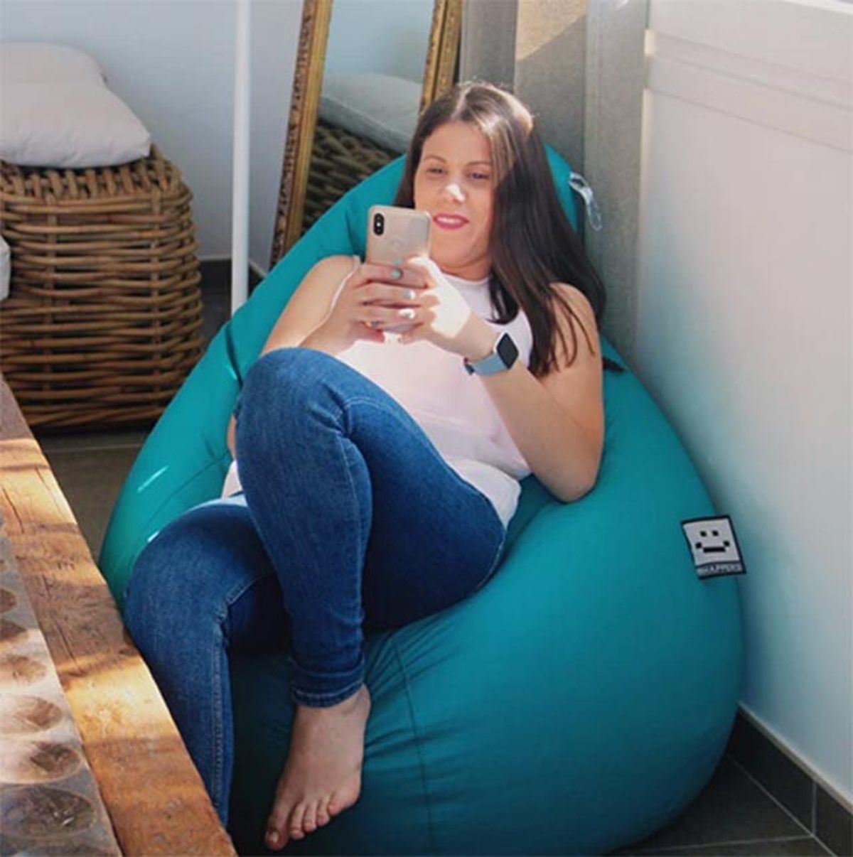 puff pera turquesa happers